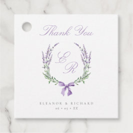 Etiquetas Para Recuerdos Lavender Wreath & Bow Monograma Boda Gracias