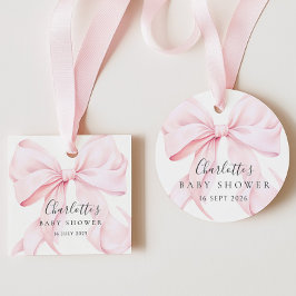 Etiquetas Para Recuerdos Lazo Coqueto Rosa Baby Shower