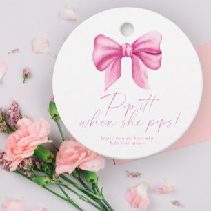 Etiquetas Para Recuerdos Lazo rosa - Hazlo estallar cuando ella lo haga