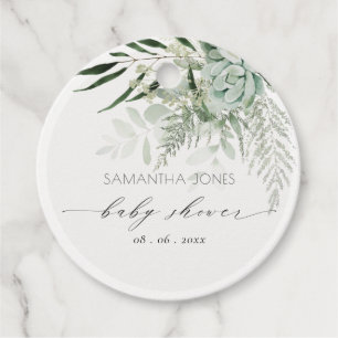 Etiquetas Para Recuerdos Leafy Fern Succulum Frame Foliage Baby Shower