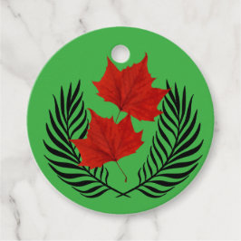 Etiquetas Para Recuerdos Lechuza de silueta, helechos y hojas rojas