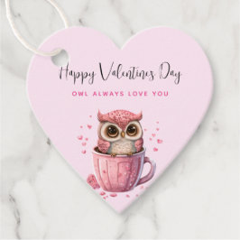 Etiquetas Para Recuerdos Lechuza rosada en un El día de San Valentín de la
