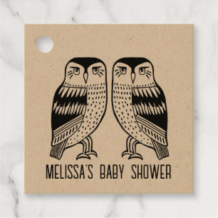 Etiquetas Para Recuerdos Lechuzas gemelas Cute Simple Kraft PERSONALIZADO B
