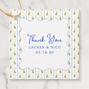 Etiquetas Para Recuerdos Lemon Citrus Blue & Yellow Boda Gracias