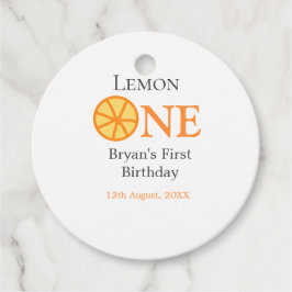 Etiquetas Para Recuerdos Lemon one feliz primer cumpleaños naranja retro gr