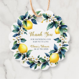 Etiquetas Para Recuerdos Lemon Wreath Amalfi Ciao Baby Scalloped Thank You 