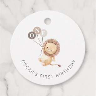 Etiquetas Para Recuerdos León con 3 globos marrones