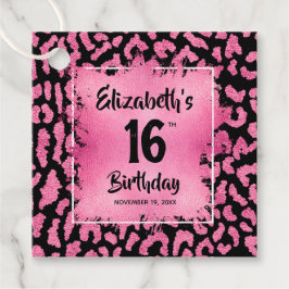 Etiquetas Para Recuerdos Leopardo rosa caliente 16 cumpleaños personalizado