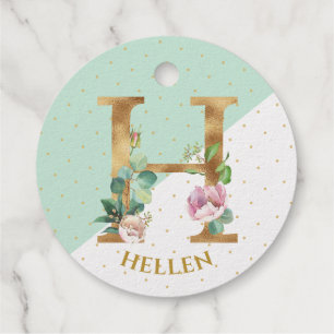 Etiquetas Para Recuerdos Letra floral monograma H para Hellen