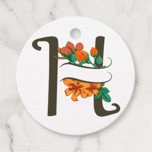 Etiquetas Para Recuerdos Letra mayúscula Monograma floral H
