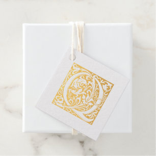Etiquetas Para Recuerdos Letra Q iluminada para aniversario de oro Monogram