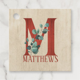 Etiquetas Para Recuerdos Letras rusas de madera y eucalipto M personalizada