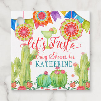 Etiquetas Para Recuerdos Lets Fiesta Baby Girl Ducha Watercolor Cactus