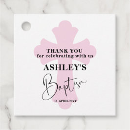 Etiquetas Para Recuerdos Light Pink Cross Baptism Thank you Favor Tags