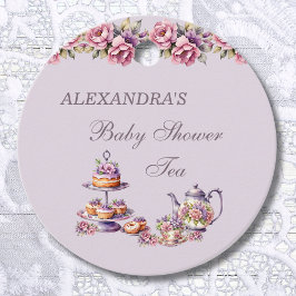Etiquetas Para Recuerdos Lilac Pink Floral Tea Baby Shower Gracias