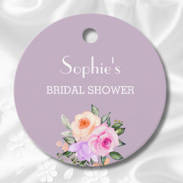 Etiquetas Para Recuerdos Lilac Roses rosados Brillante Floral Brillante Duc