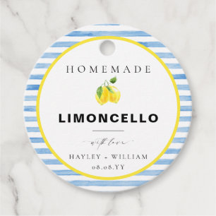 Etiquetas Para Recuerdos Limoncello de Raya de Acuarela Azul