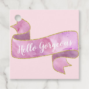 Etiquetas Para Recuerdos Lindo Blush Rosa Hola Hermoso Listón Dorado