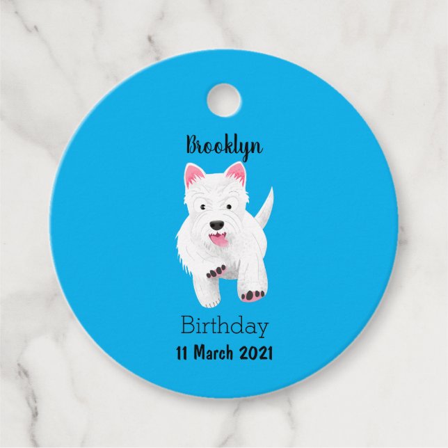 Etiquetas Para Recuerdos Lindo cartoon de terrier west highland blanco (Anverso)