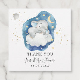 Etiquetas Para Recuerdos Lindo Elefante Dormido Estrellas Niño Gracias