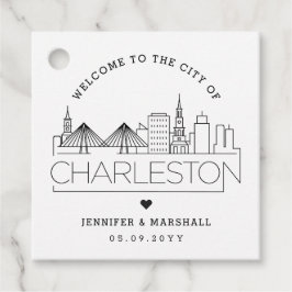 Etiquetas Para Recuerdos Línea aérea de Charleston | Boda Bienvenido Favor
