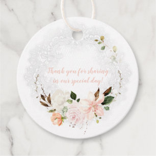 Etiquetas Para Recuerdos Lirios, Magnolias, Peonías, Encaje de Bodas de Ros
