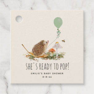 Etiquetas Para Recuerdos Listo para pop hongos Hedgehog Baby Shower Green