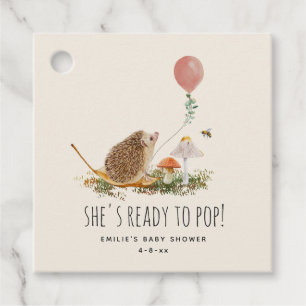 Etiquetas Para Recuerdos Listo para pop hongos Hedgehog Baby Shower Pink