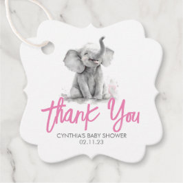 Etiquetas Para Recuerdos Little Elephant Pink Gray Baby Shower Gracias