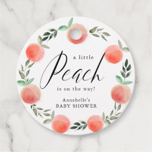 Etiquetas Para Recuerdos Little Peach Watercolor Wreath Baby Shower