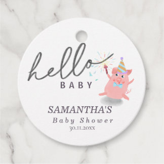 Etiquetas Para Recuerdos little pig Calligraphy Baby Shower Hello baby
