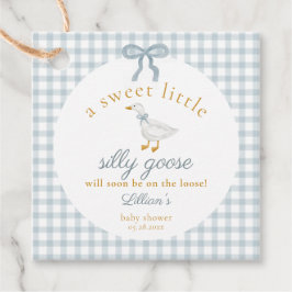 Etiquetas Para Recuerdos Little Silly Goose Blue Gingham Baby Shower Tags