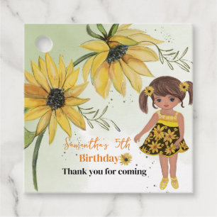 Etiquetas Para Recuerdos Little Sunflower Watercolor Quinto Chica Cumpleaño