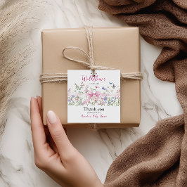 Etiquetas Para Recuerdos Little Wildflower Floral Girl Pink Bow Baby Shower
