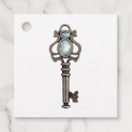 Etiquetas Para Recuerdos Llave de gema azul gótica vintage