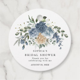 Etiquetas Para Recuerdos Lluvia de Boda Floral Azul Polvo y Champán
