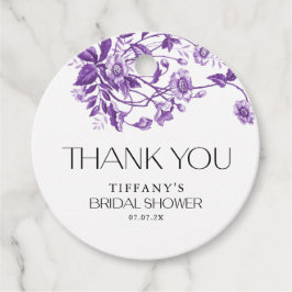 Etiquetas Para Recuerdos Lluvia de Boda Floral Morado Toile Francés Antiguo