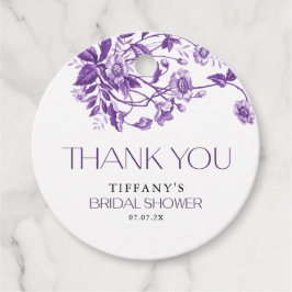 Etiquetas Para Recuerdos Lluvia de Boda Floral Púrpura Vintage Toile Francé