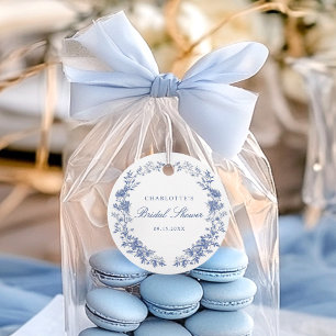 Etiquetas Para Recuerdos Lluvia Nupcial Floral Azul Polvo