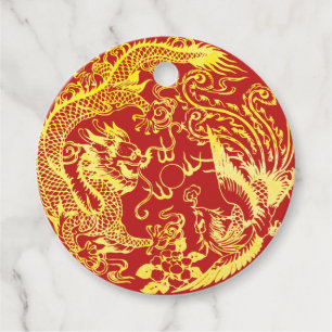 Etiquetas Para Recuerdos Logo de Dragon phoenix Chinese boda