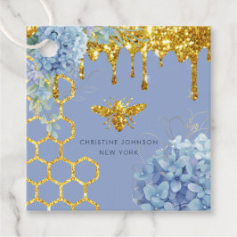 Etiquetas Para Recuerdos logotipo de abeja e hidrangea azul
