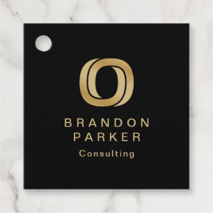 Etiquetas Para Recuerdos Logotipo profesional simple de oro en negro
