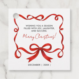 Etiquetas Para Recuerdos Logotipo Simple Feliz Navidad Cinta Roja Negocios