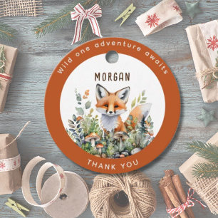 Etiquetas Para Recuerdos Los animales de Woodland Fox Favor Gracias Decorac