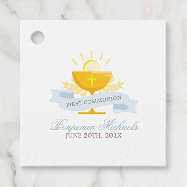 Etiquetas Para Recuerdos Los chicos primero la comunión sagrada personaliza (Anverso)