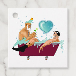 Etiquetas Para Recuerdos Los dos hombres gay de SlipperyJoe aman la bañera