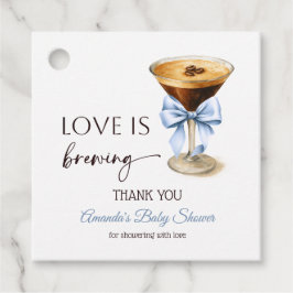 Etiquetas Para Recuerdos Love is Brewing Blue Coquette Bow Bridal Shower