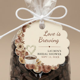 Etiquetas Para Recuerdos Love is Brewing Floral Coffee Heart Bridal Shower