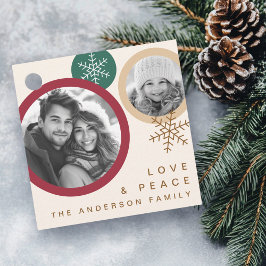 Etiquetas Para Recuerdos Love peace snowflakes red green photo holiday