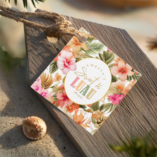 Etiquetas Para Recuerdos Luau Dulce hawaiano Dieciséis Patrones Florales ID